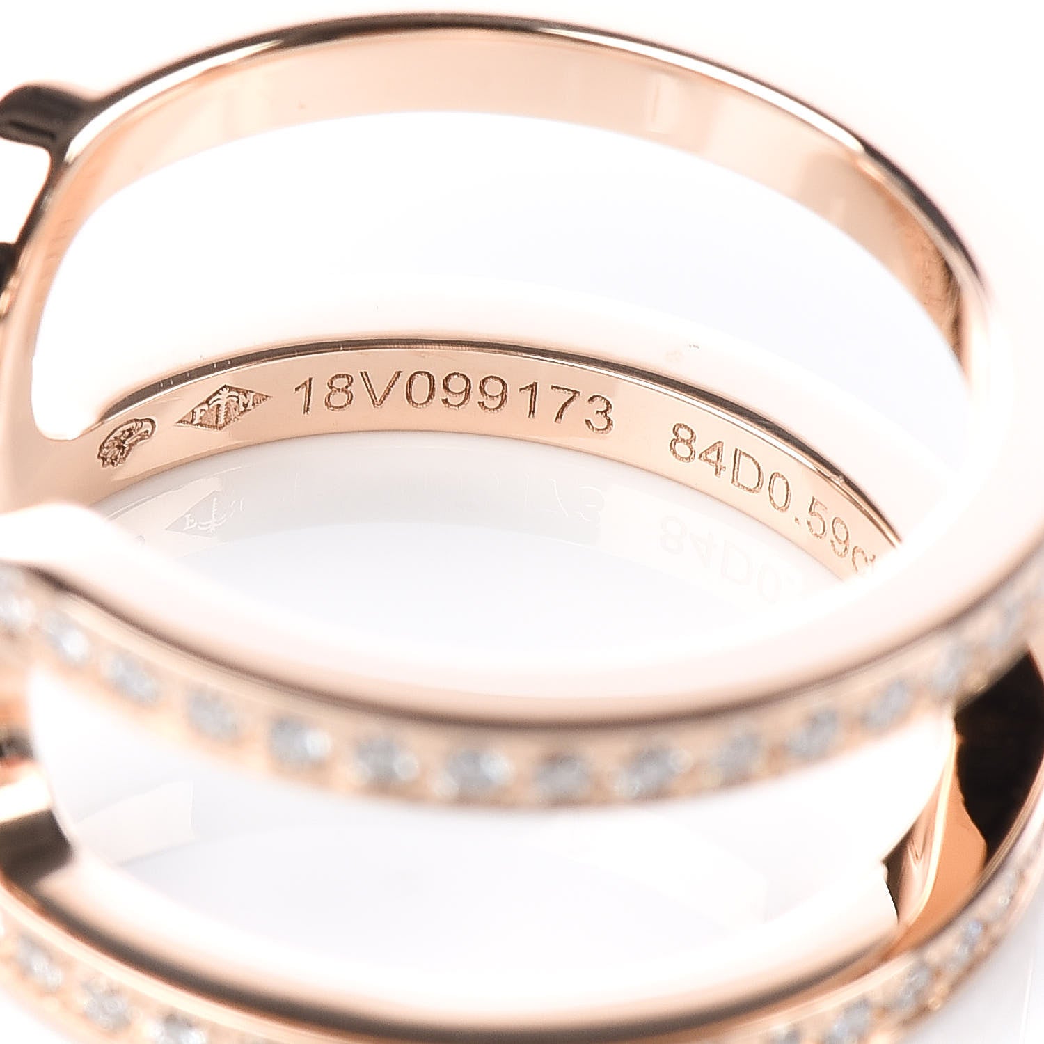 Hermes 18K Rose Gold Diamond Ever Chaine D'Ancre Ring 51 5.75 4 of 7