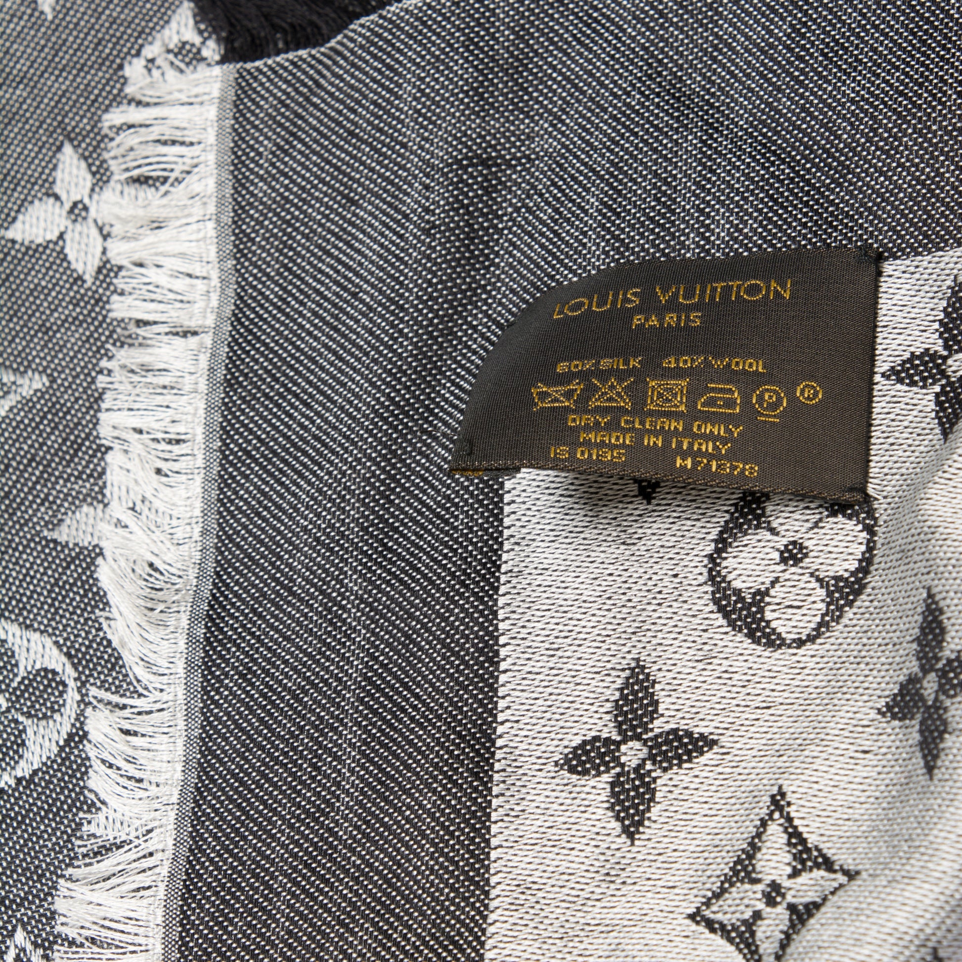 Louis Vuitton Wool Silk Monogram Denim Shawl Black 5 of 8