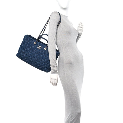 Chanel Denim Quilted Large Coco Handle Shopping Tote Blue 2 of 12