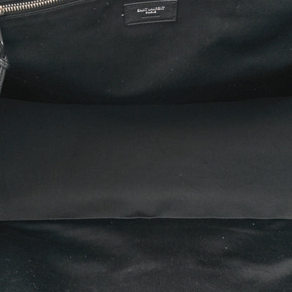 Saint Laurent Linen Calfskin Rive Gauche Maxi Tote Black 4 of 10