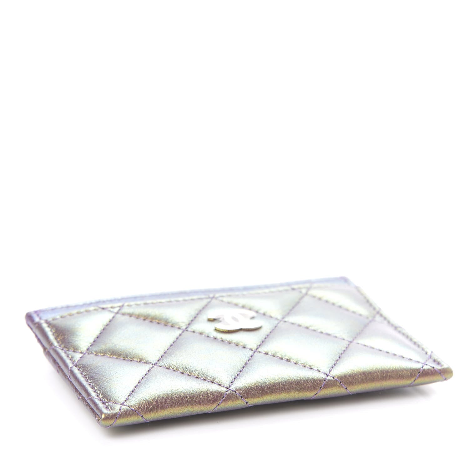 Chanel Iridescent Lambskin Quilted Card Holder Purple 4 of 11