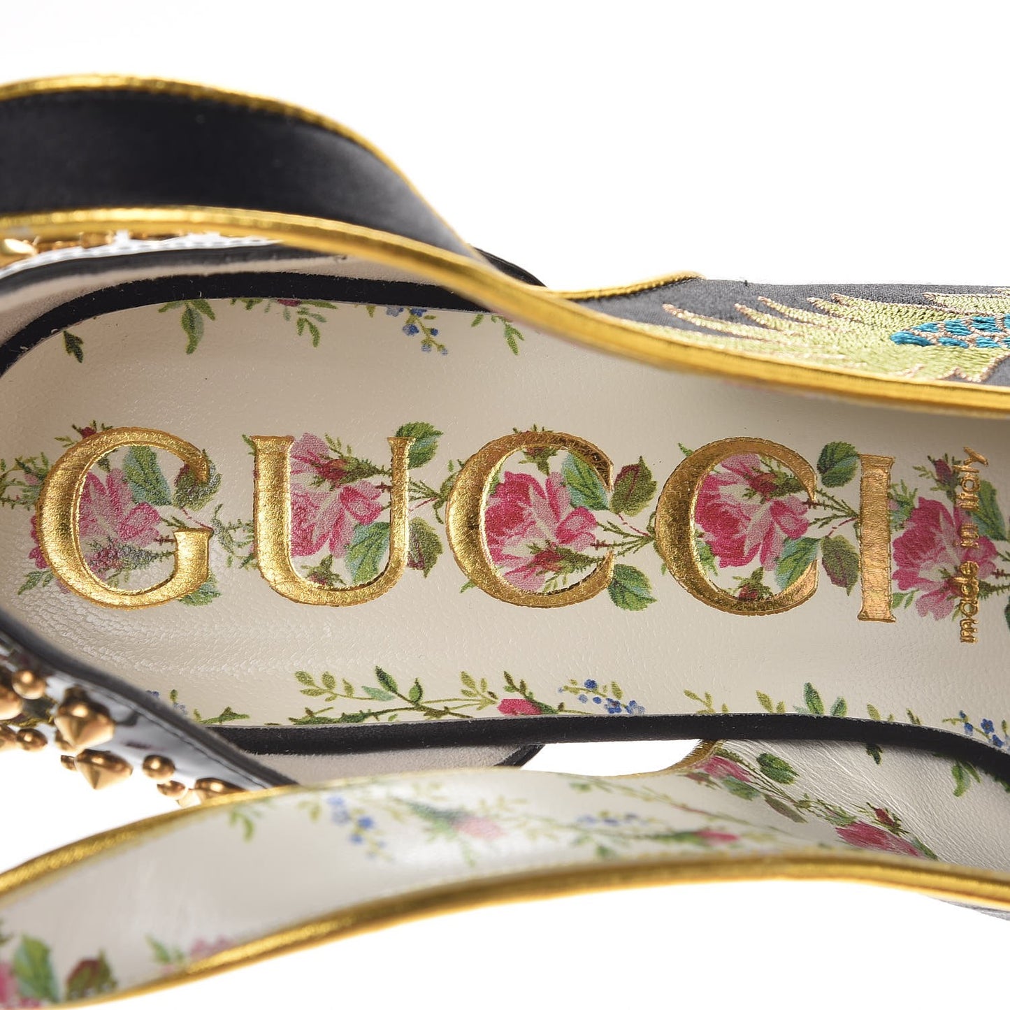 Satin Embroidered Dragon Caspar Pumps 38.5 Black