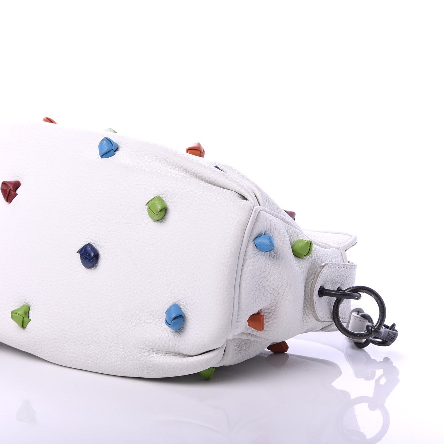Grained Calfskin Toggle Crossbody White Multicolor
