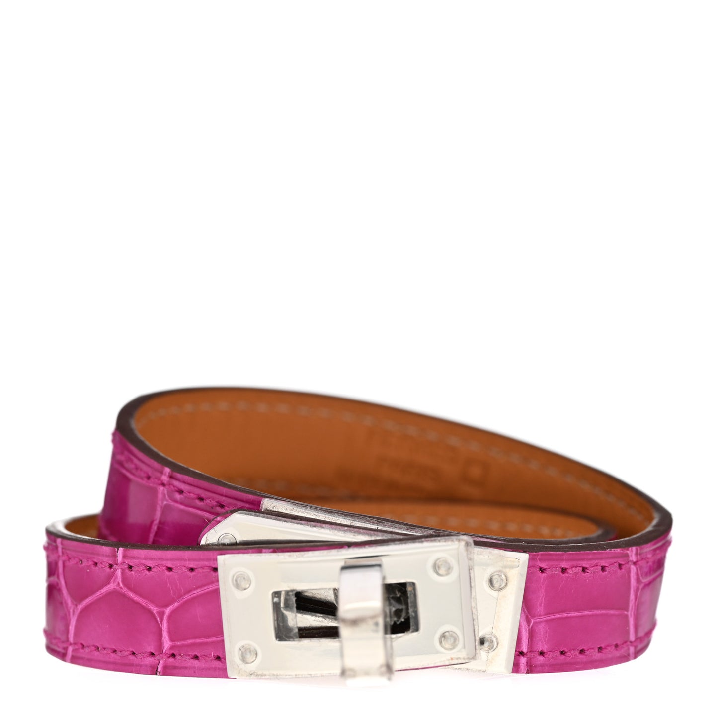Shiny Alligator Kelly Double Tour Bracelet S Rose Scheherazade