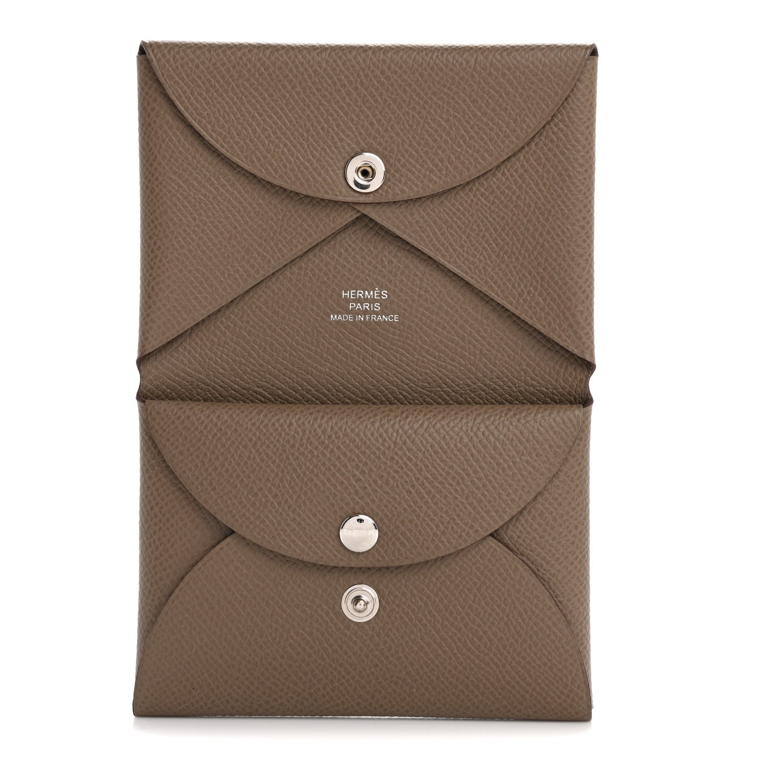Hermes Epsom Calvi Duo Card Case Etoupe 5 of 8