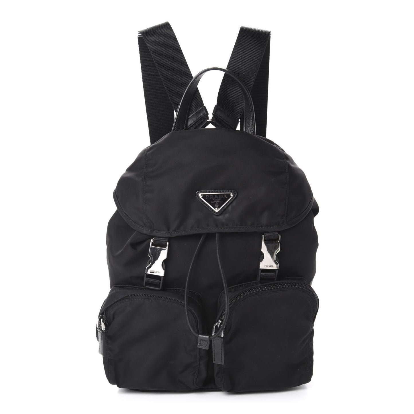 Tessuto Nylon Vela Small Double Buckle Backpack Black