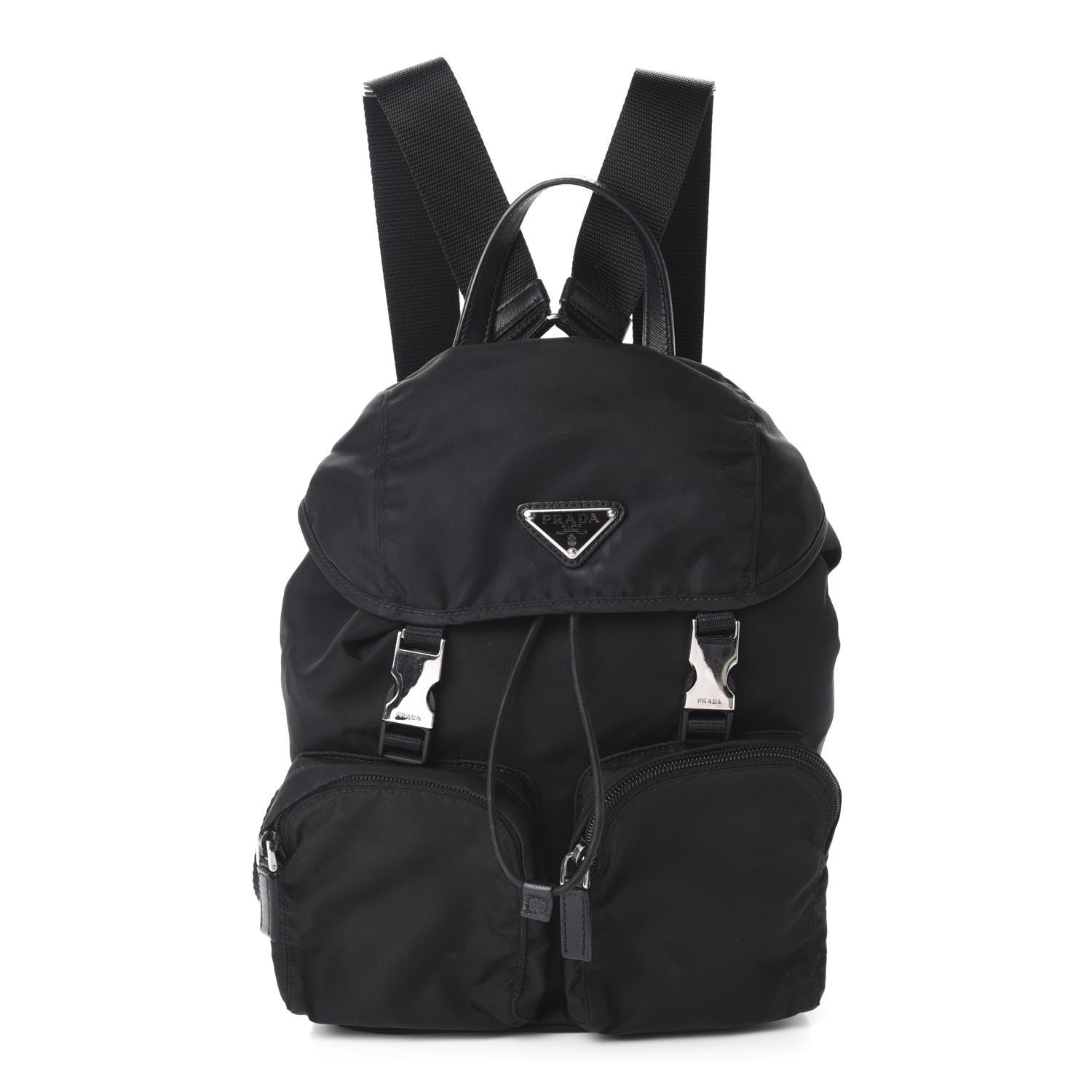 Prada Tessuto Nylon Vela Small Double Buckle Backpack Black 1 of 10