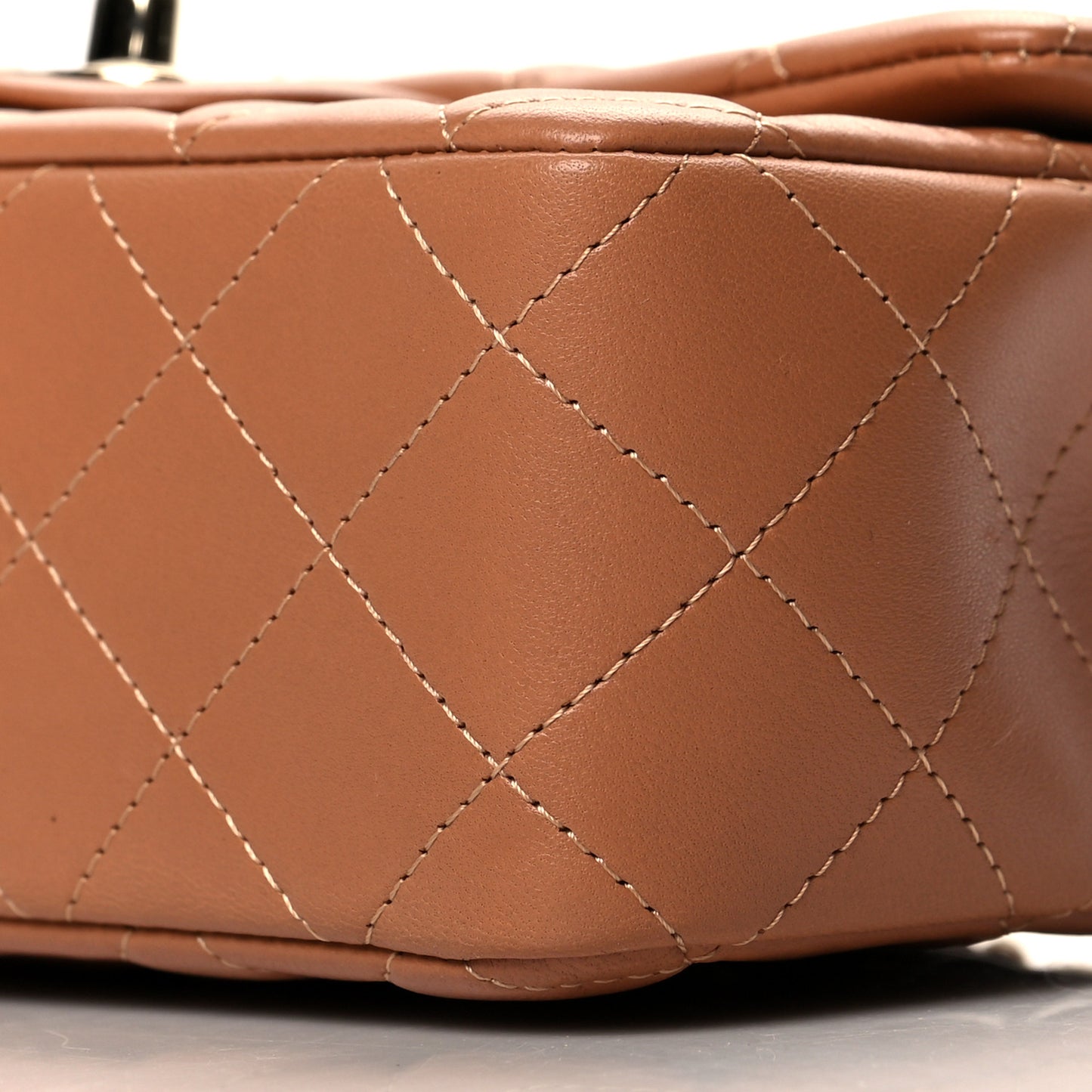 Lambskin Quilted Mini Rectangular Flap Brown