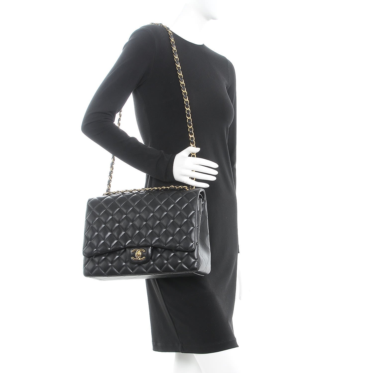 Chanel Lambskin Quilted Maxi Double Flap Black 2 of 11