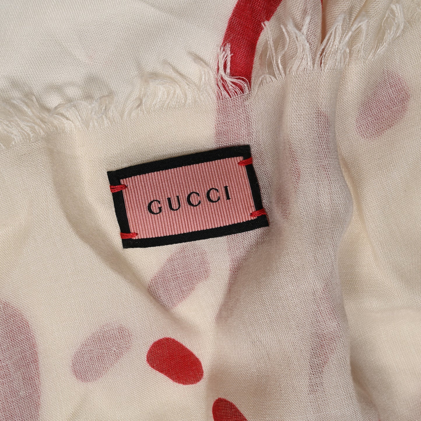 Modal Silk GG Writers Shawl White Red