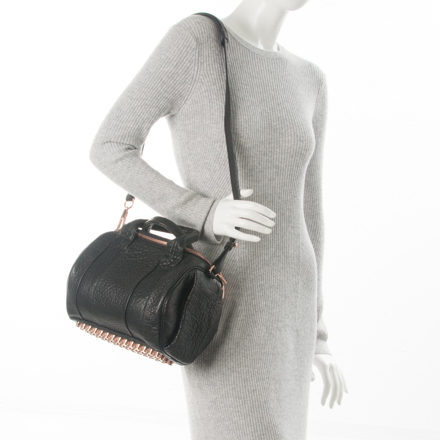 Alexander Wang Pebbled Lambskin Rockie Black Rose Gold Hardware 2 of 8