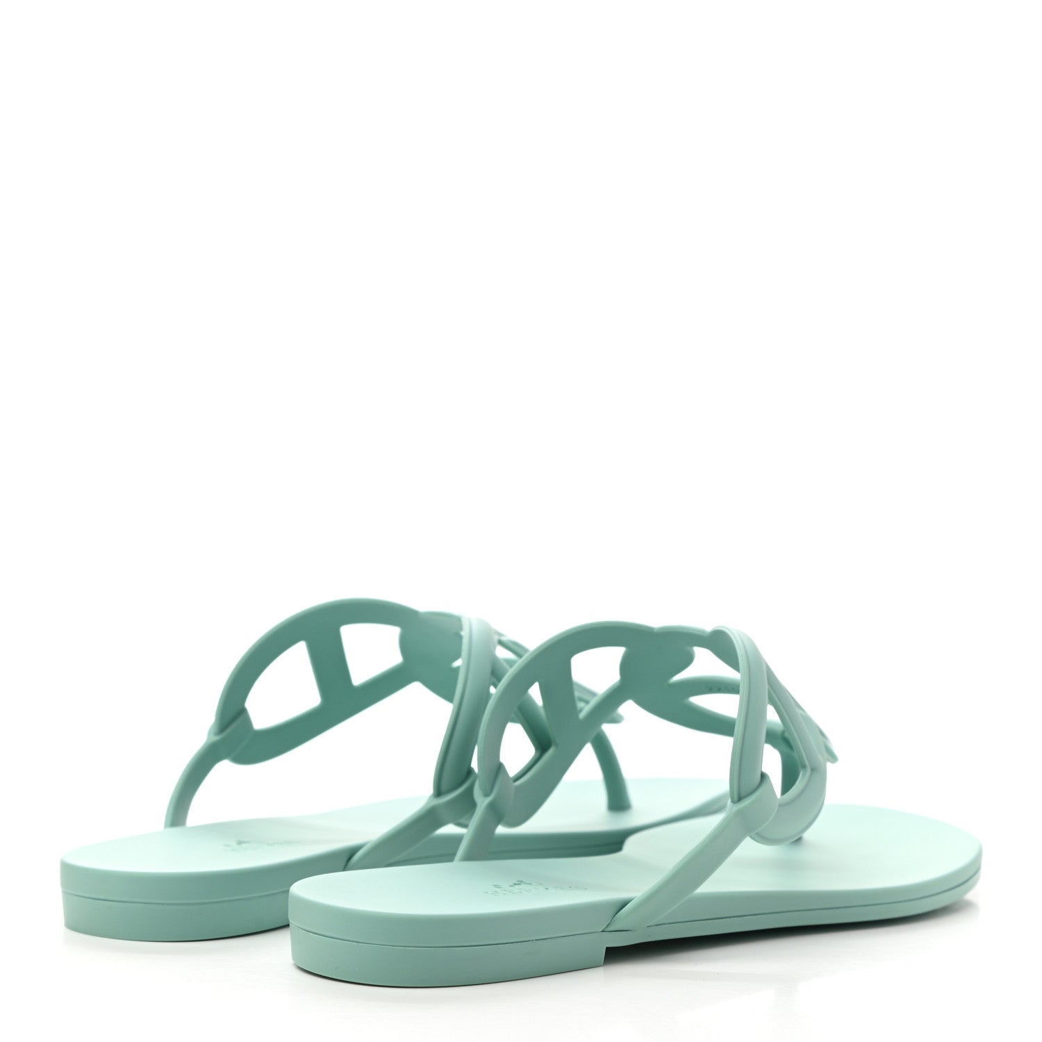 Hermes Rubber Womens Egerie Sandals 37 Vert Embrun 4 of 9