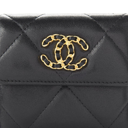 Chanel Lambskin Quilted 19 Small Flap Wallet Black 10 of 11
