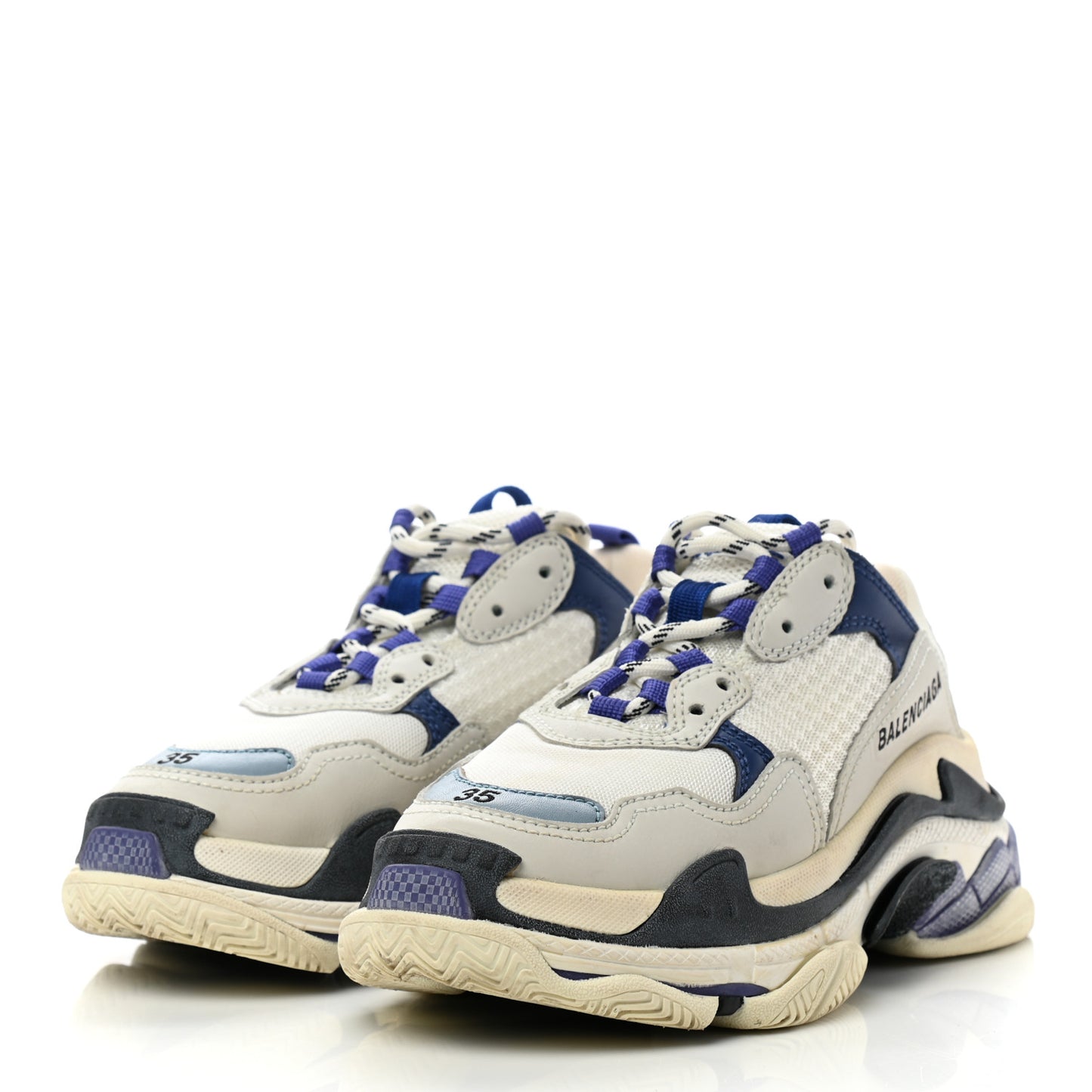 Fabric Mesh Womens Triple S Sneakers 35 White Bleu Violet