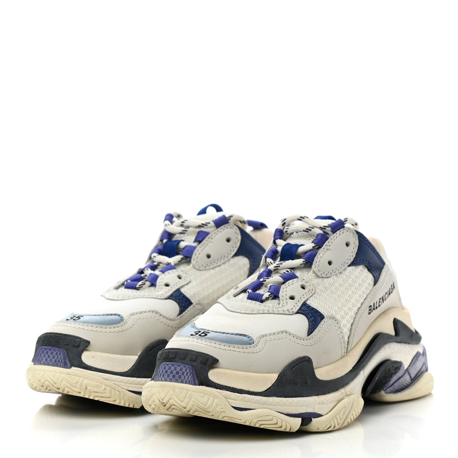 Balenciaga Fabric Mesh Womens Triple S Sneakers 35 White Bleu Violet 3 of 8