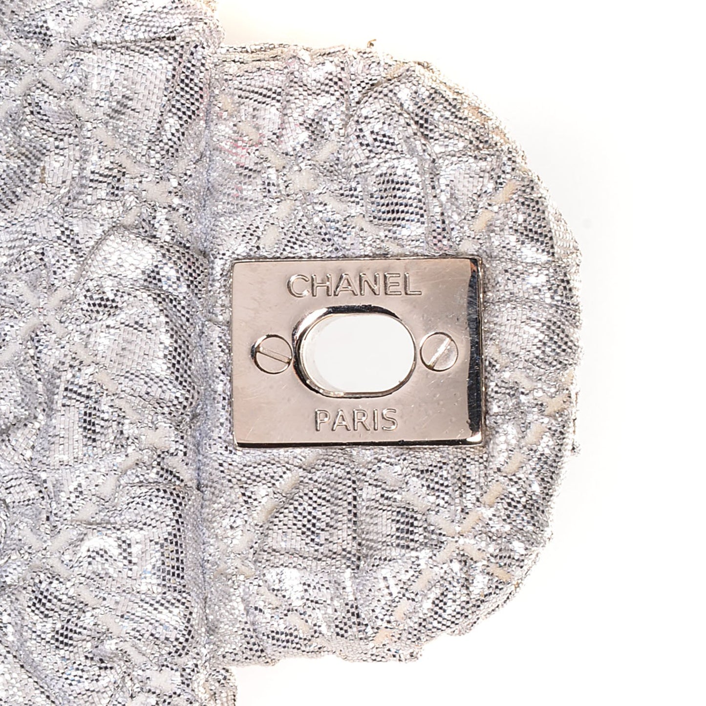 Lame Quilted Small Double Flap Metallic Silver