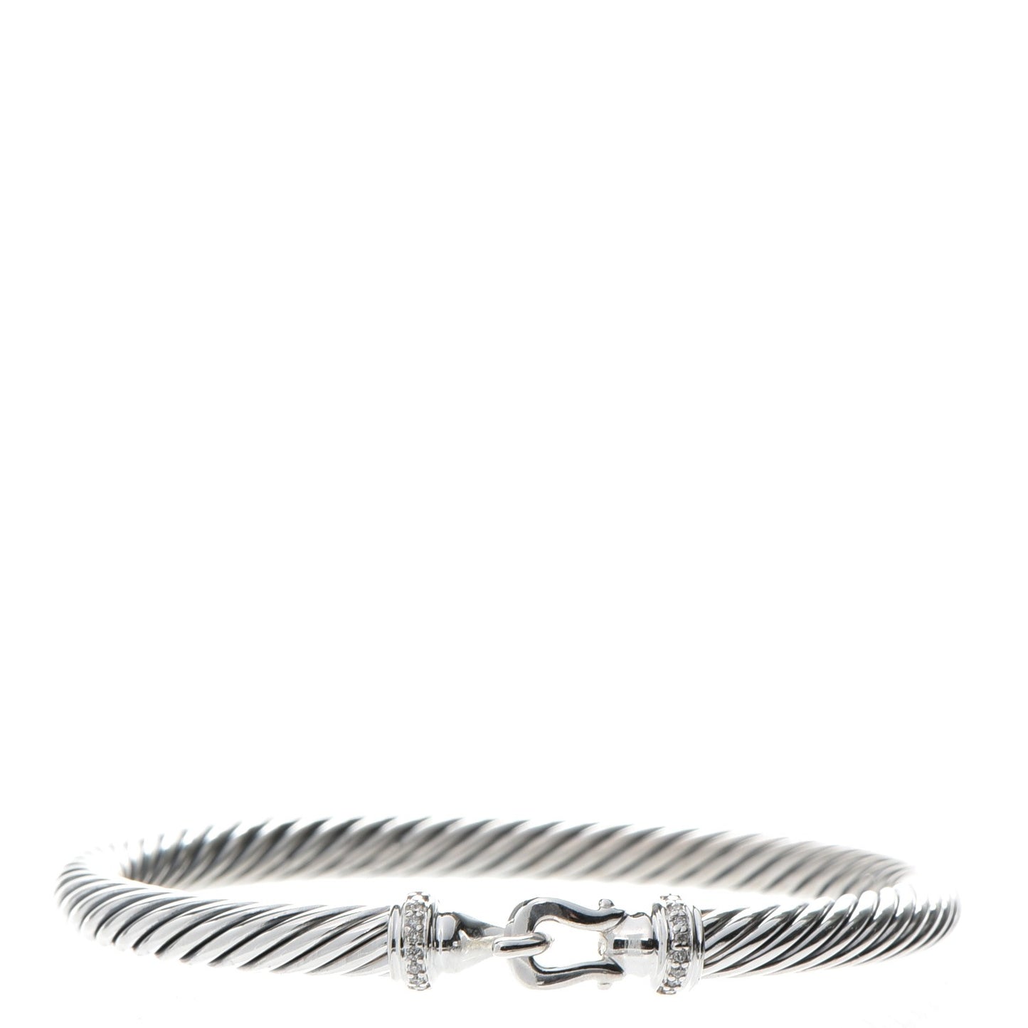 Sterling Silver Diamond 5mm Cable Buckle Bracelet
