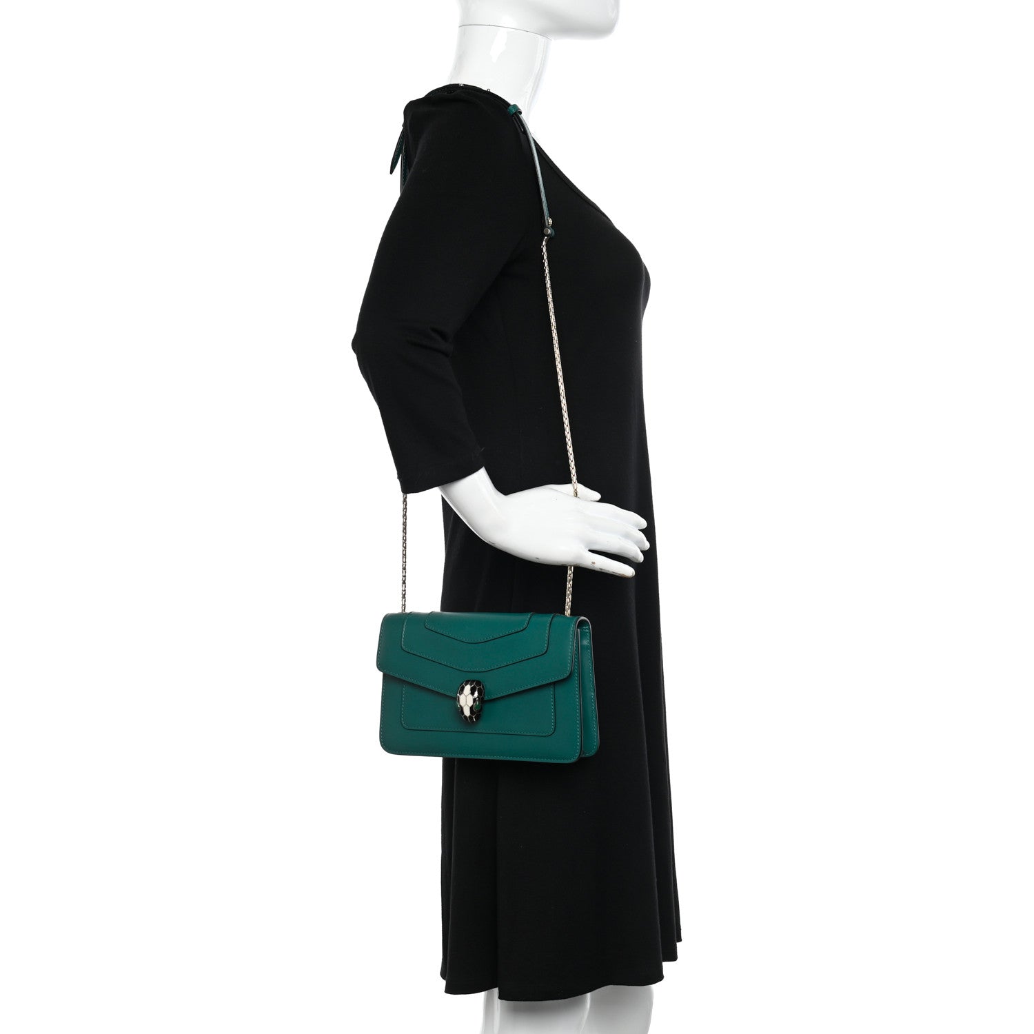 Bulgari Calfskin Serpenti Forever Shoulder Bag Emerald Green 2 of 11