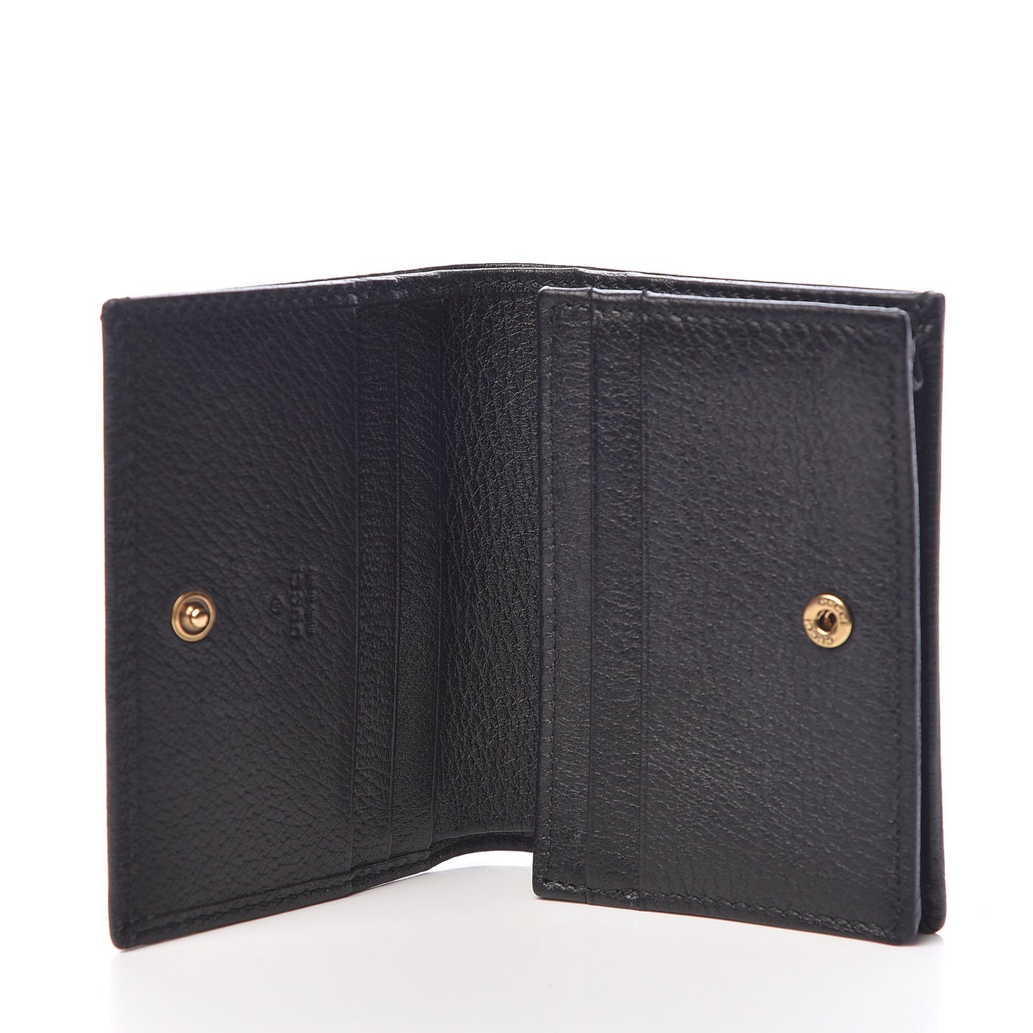 Calfskin Crystal Double G Card Case Black