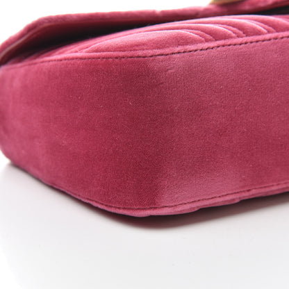 Gucci Velvet Matelasse Small GG Marmont Shoulder Bag Fuchsia Violet Cyclamen 9 of 13