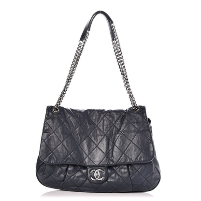 Chanel Calfskin Quilted Coco Pleats Flap Dark Navy Blue 1 of 8