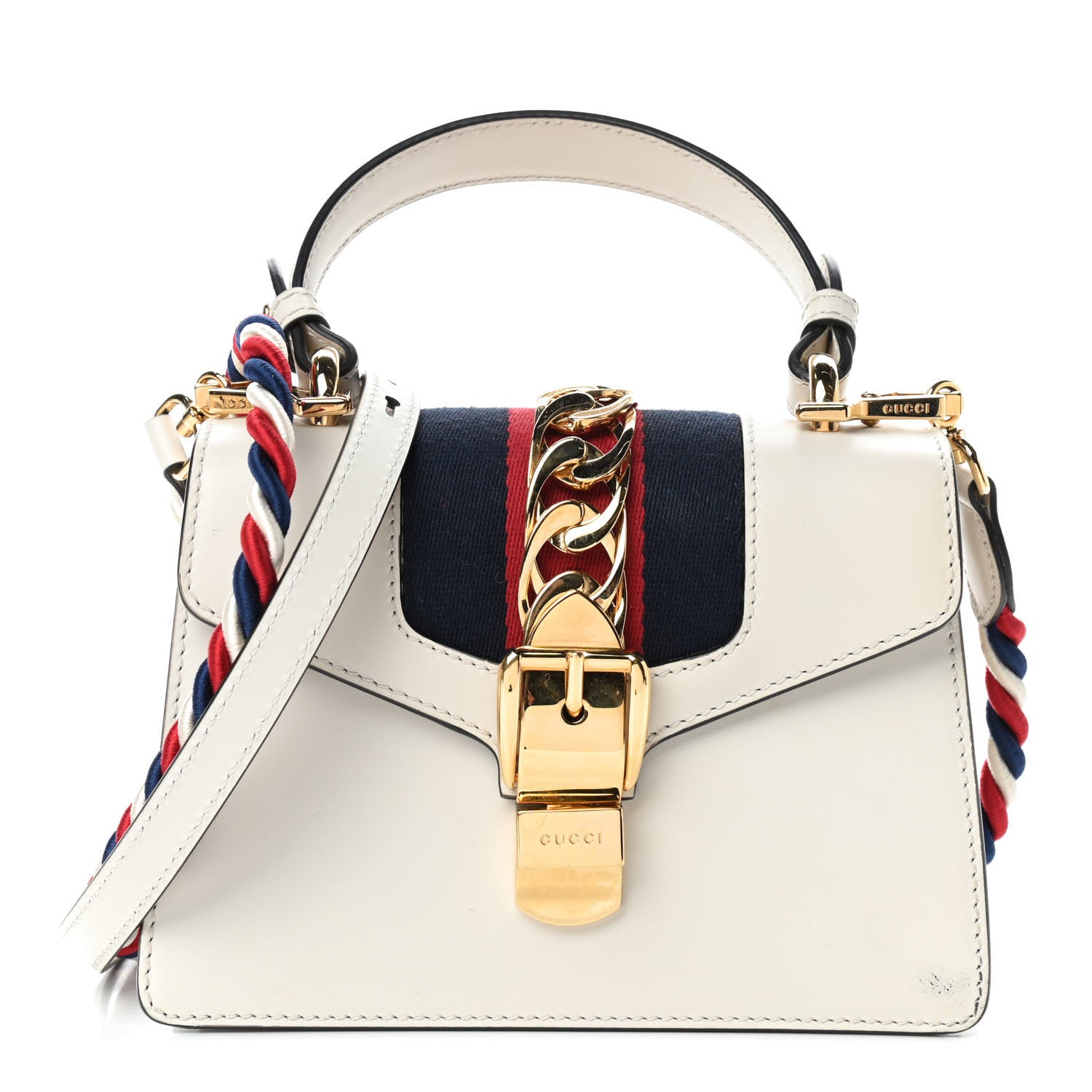 Gucci Calfskin Mini Sylvie Top Handle Bag White 1 of 10