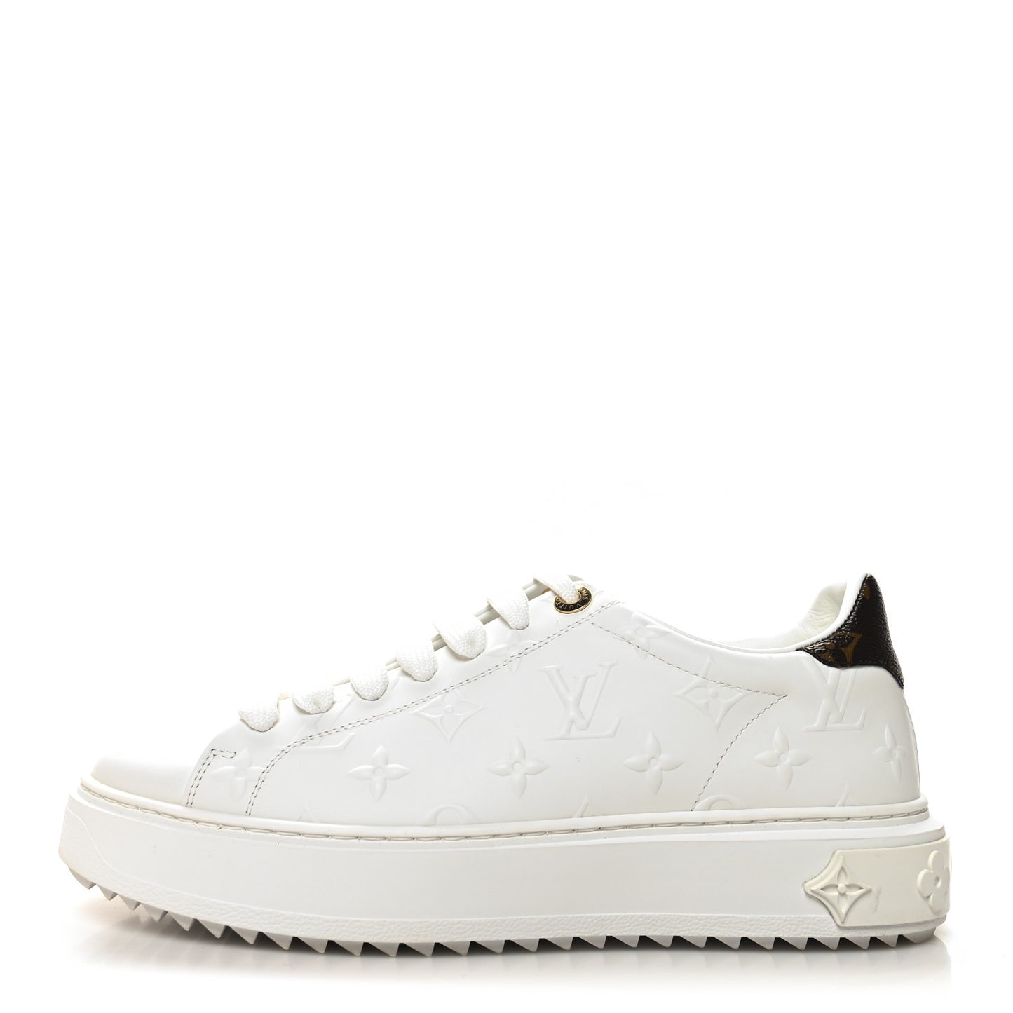 Lambskin Embossed Monogram Time Out Sneakers 39 White