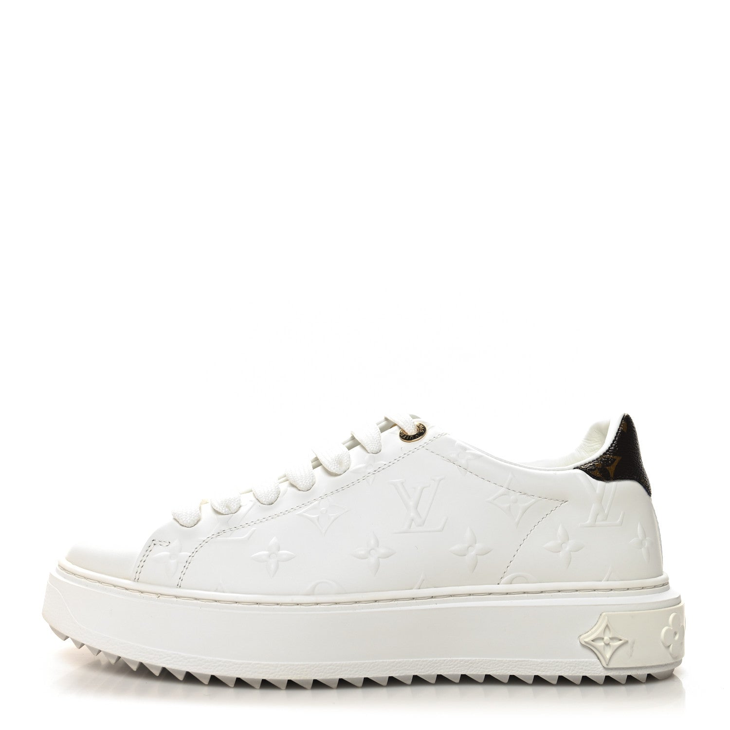 Louis Vuitton Lambskin Embossed Monogram Time Out Sneakers 39 White 1 of 10