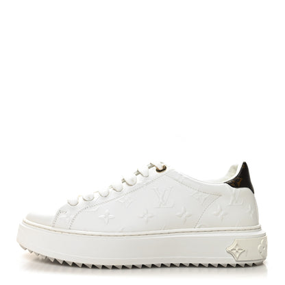 Louis Vuitton Lambskin Embossed Monogram Time Out Sneakers 39 White 1 of 10