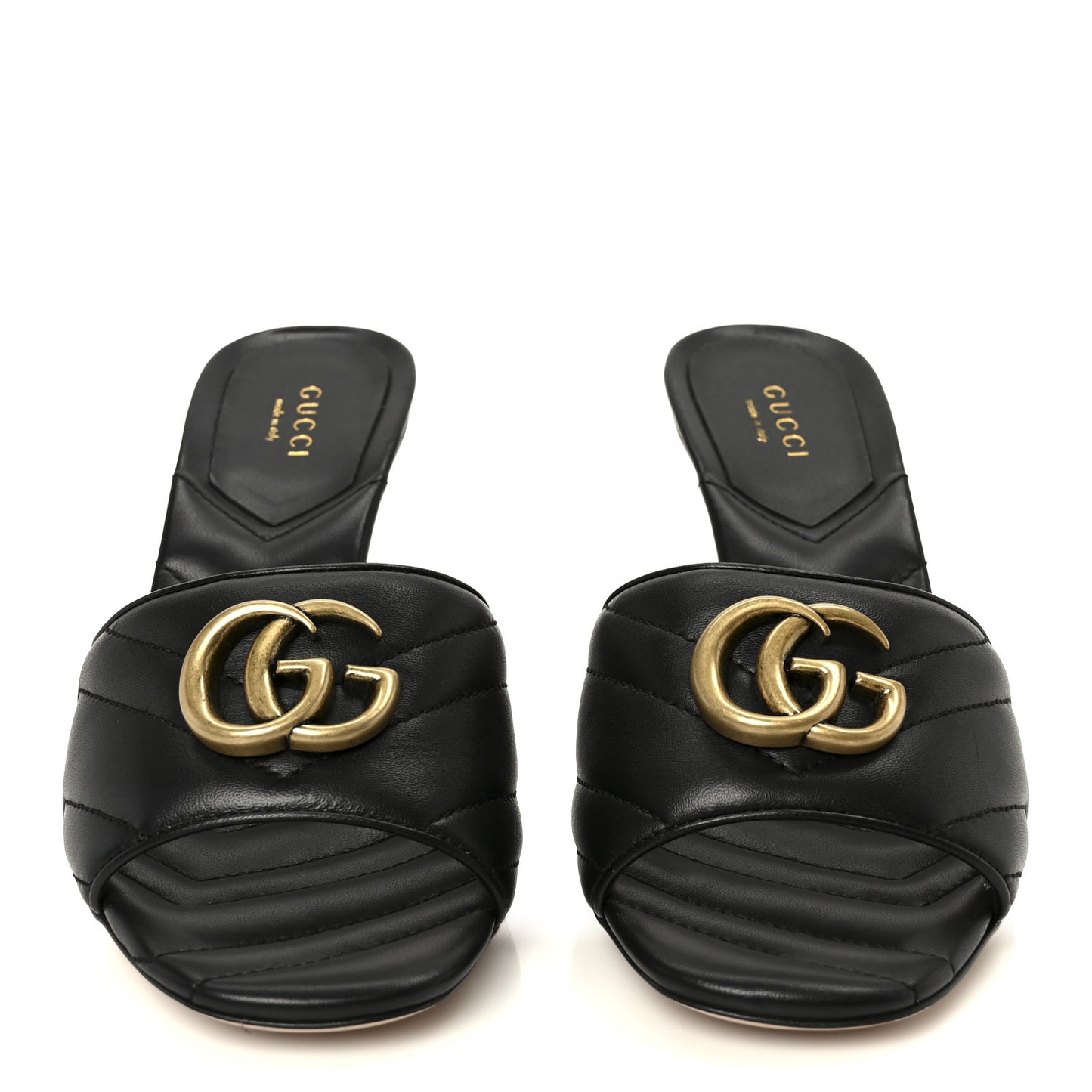 Nappa Matelasse GG Marmont 75mm Slide Sandals 37 Black