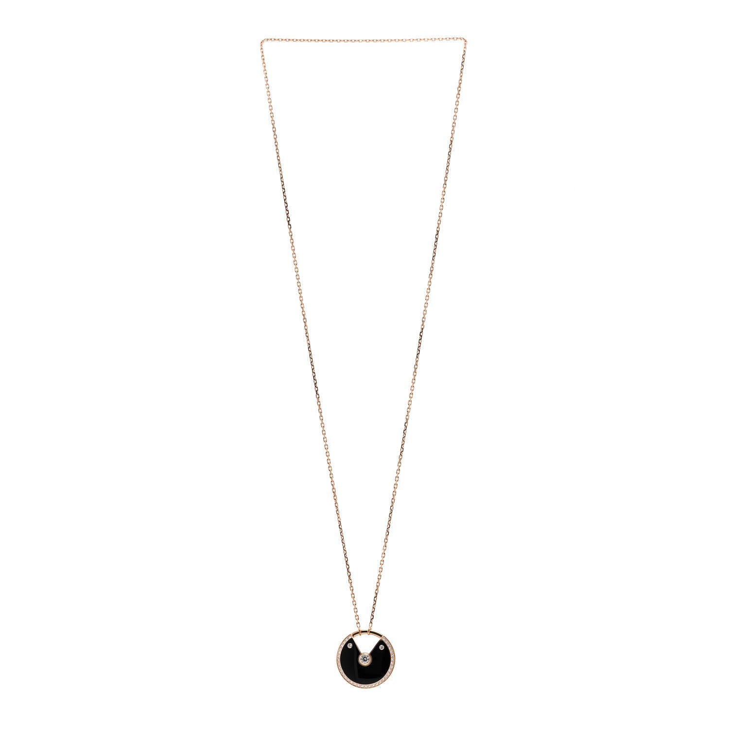 Cartier 18K Pink Gold Diamond Black Onyx MM Amulette de Cartier Pendant Necklace 3 of 4