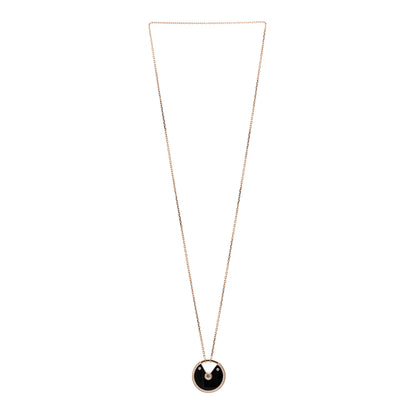 Cartier 18K Pink Gold Diamond Black Onyx MM Amulette de Cartier Pendant Necklace 3 of 4