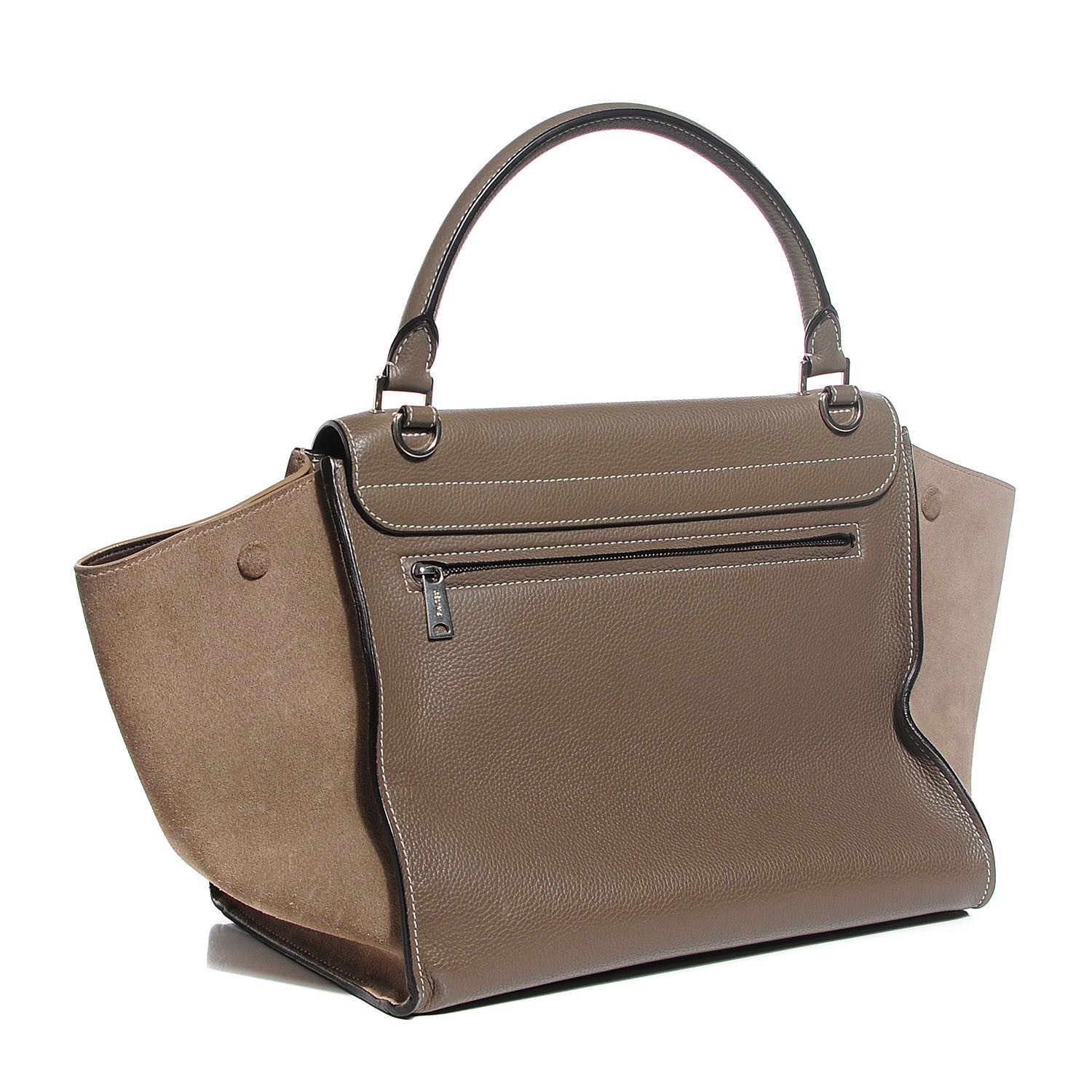 Celine Drummed Calfskin Suede Medium Trapeze Souris 3 of 8