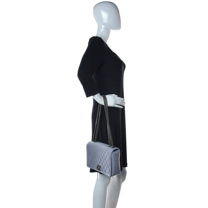 Chanel Glazed Calfskin Quilted Medium Coco Boy Flap Light Grey 2 of 13