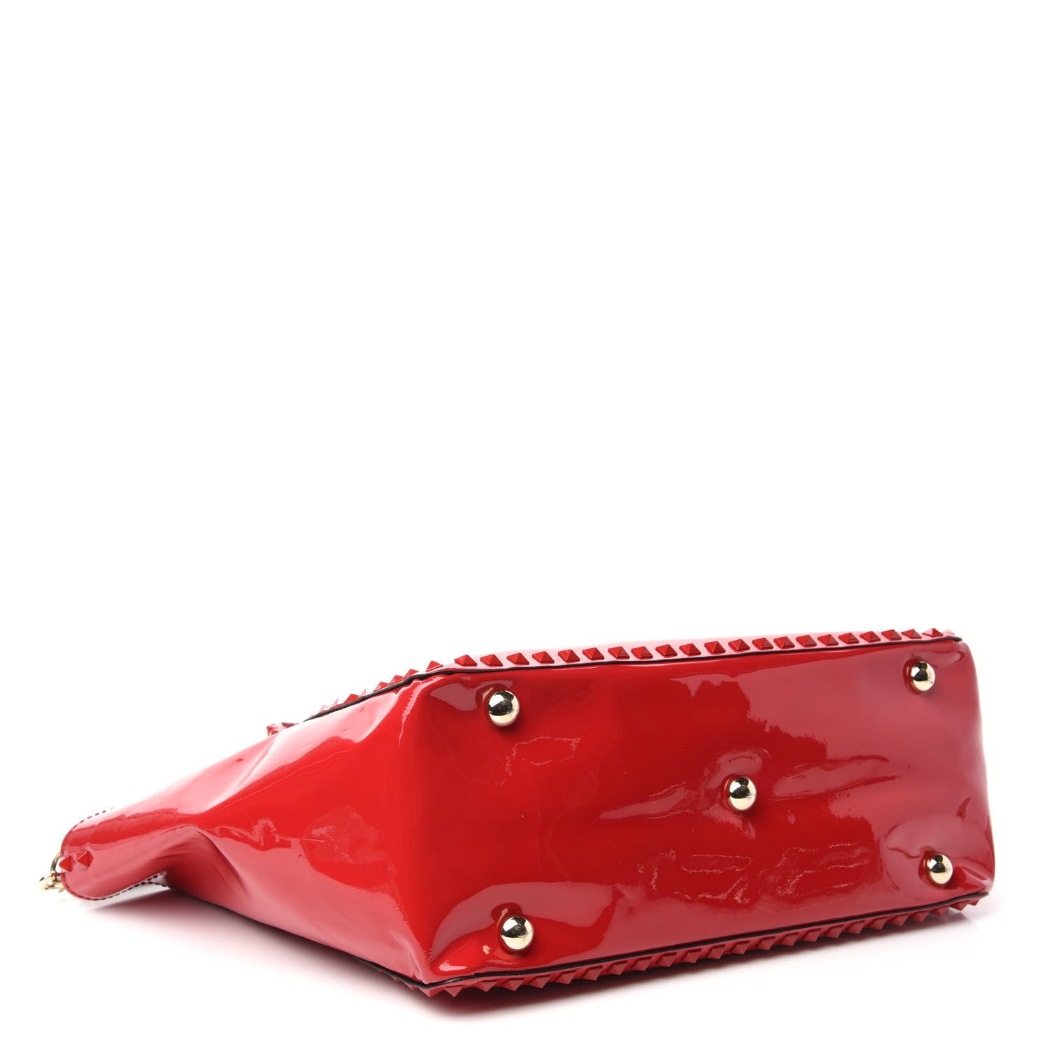 Valentino Garavani Patent Monochrome Medium Rockstud Tote Rosso Valentino 4 of 9