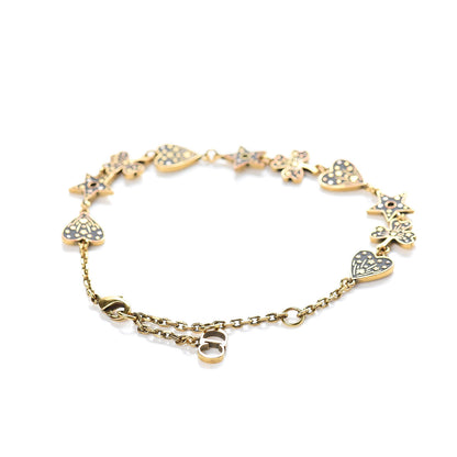 Christian Dior Metal Star Heart Bracelet Black Gold 3 of 6