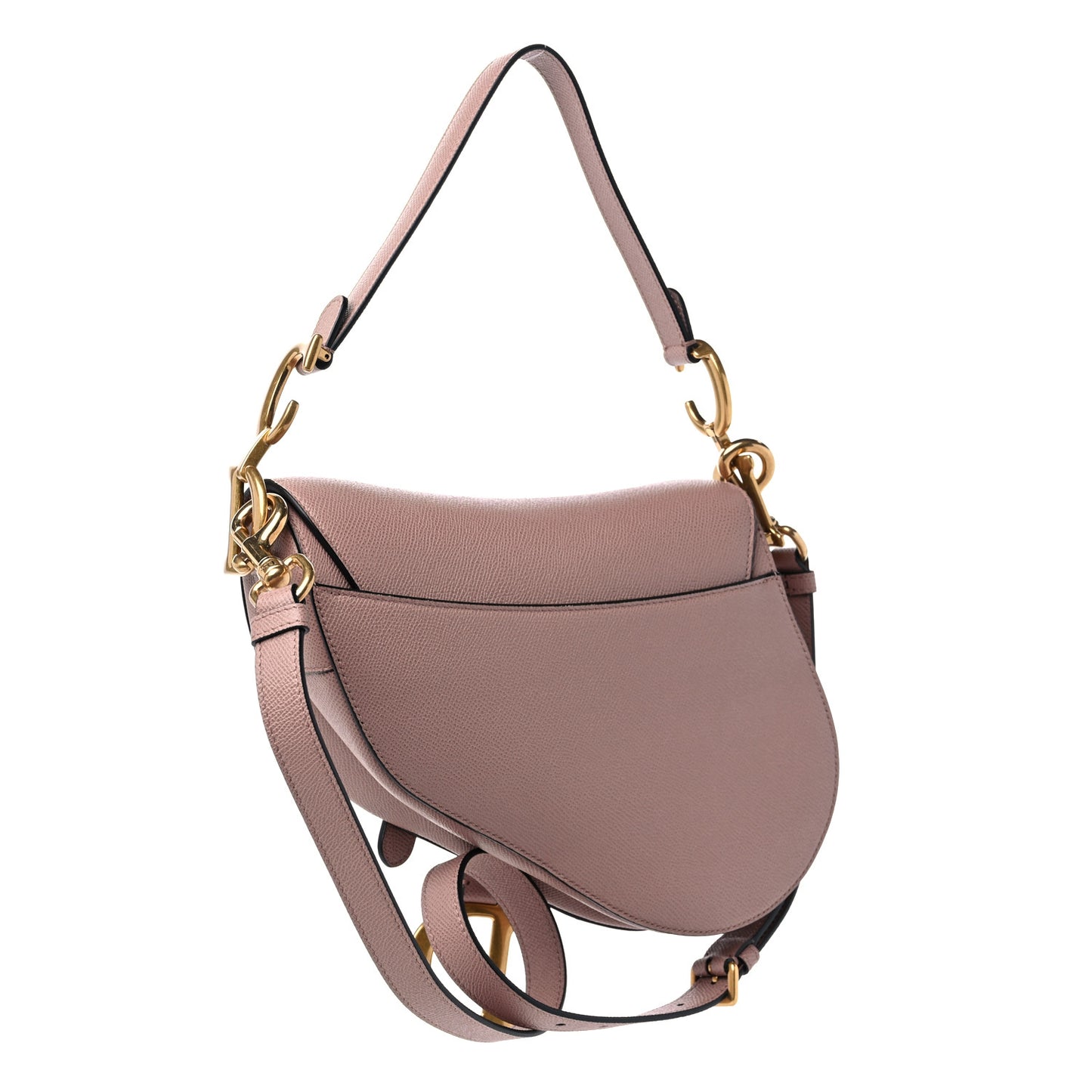 Grained Calfskin Saddle Bag With Strap Blush