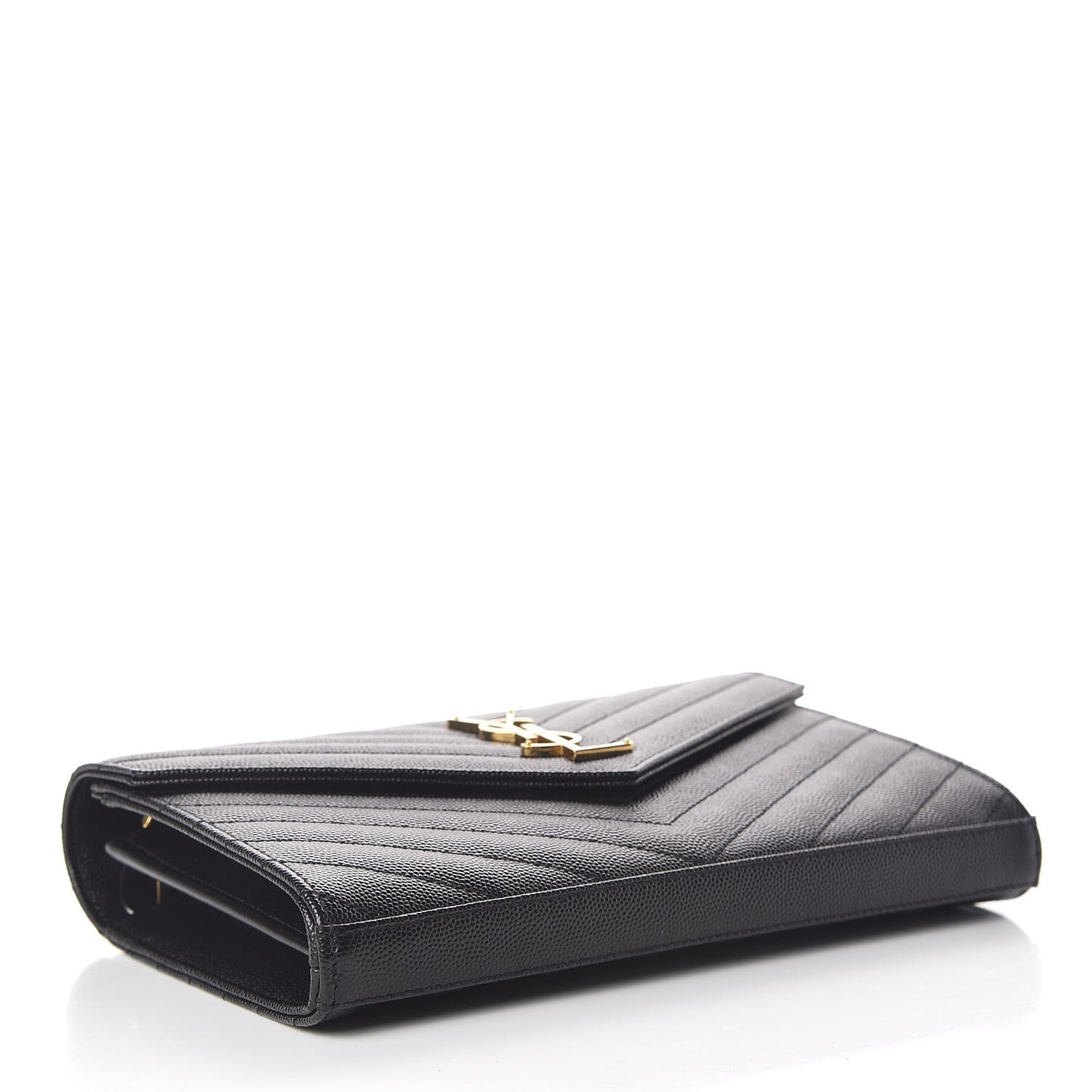 Grain De Poudre Matelasse Chevron Monogram Chain Wallet Black