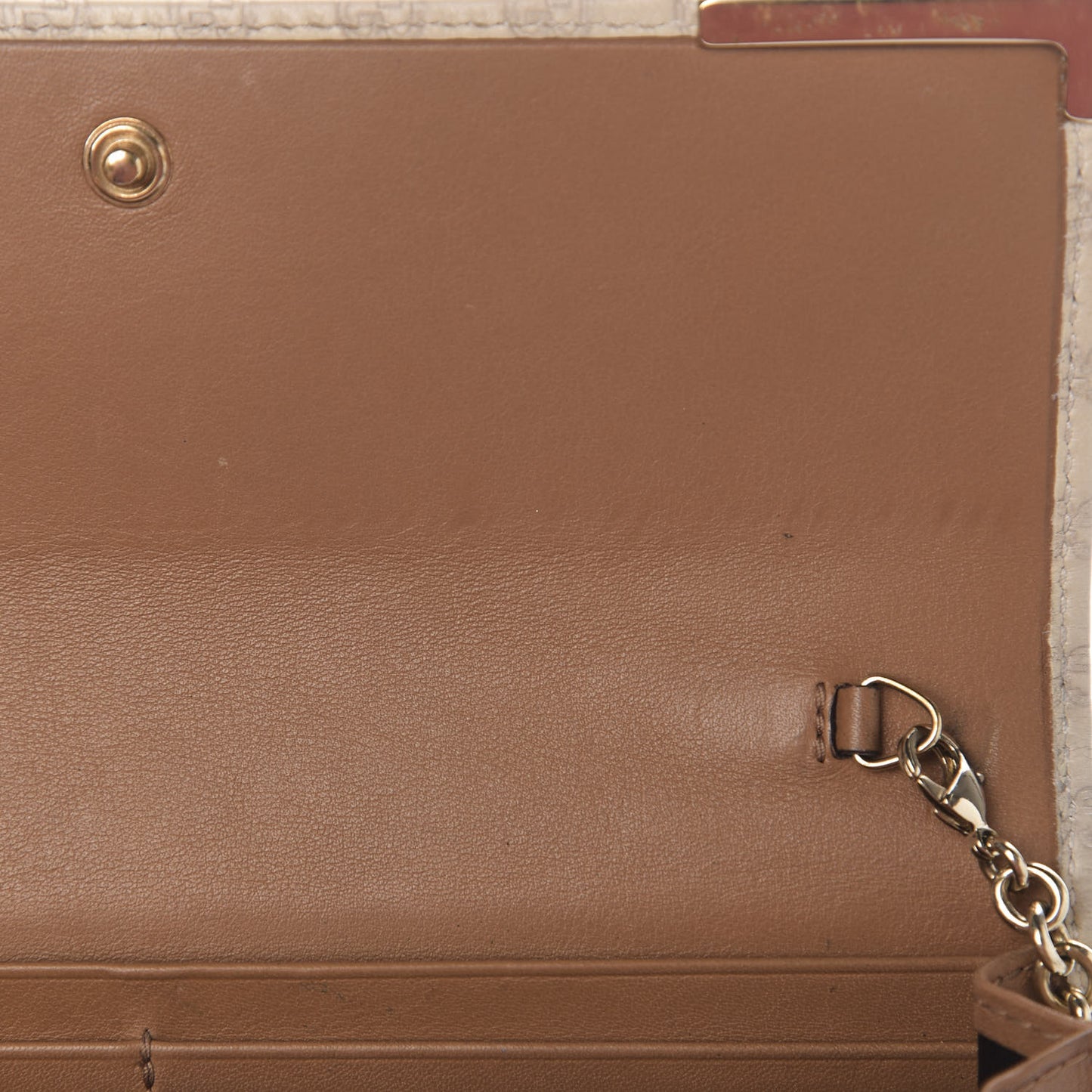 Soft Microguccissima Dice Chain Wallet Beige