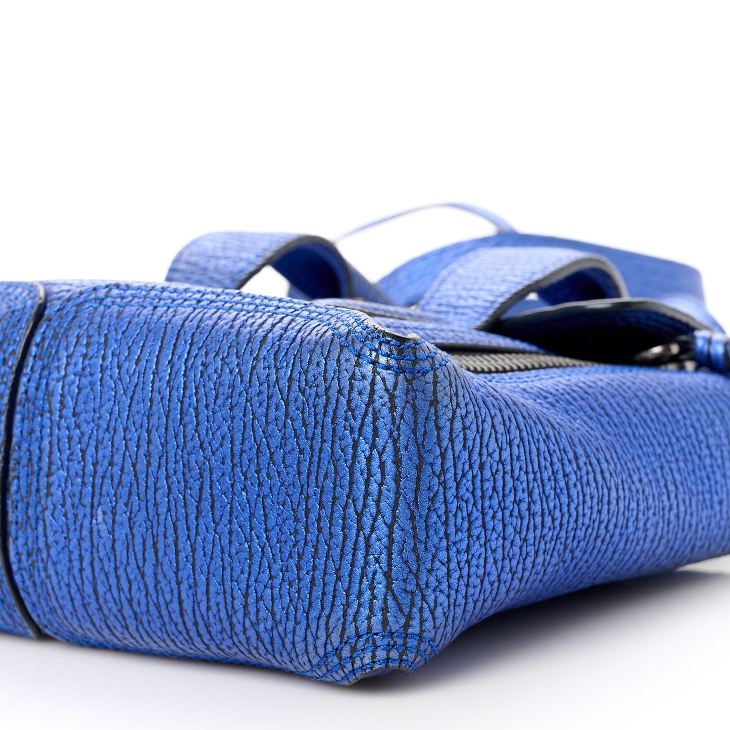 Metallic Textured Calfskin Mini Pashli Satchel Electric Blue