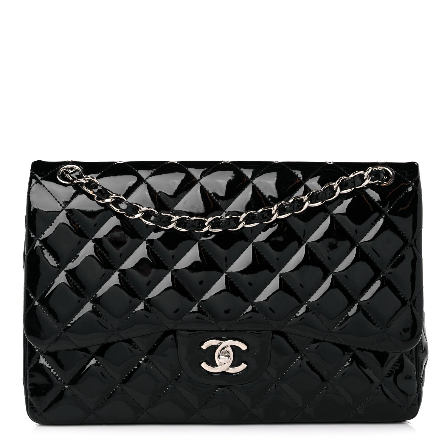 Chanel Patent Quilted Jumbo Double Flap Black 1 of 11