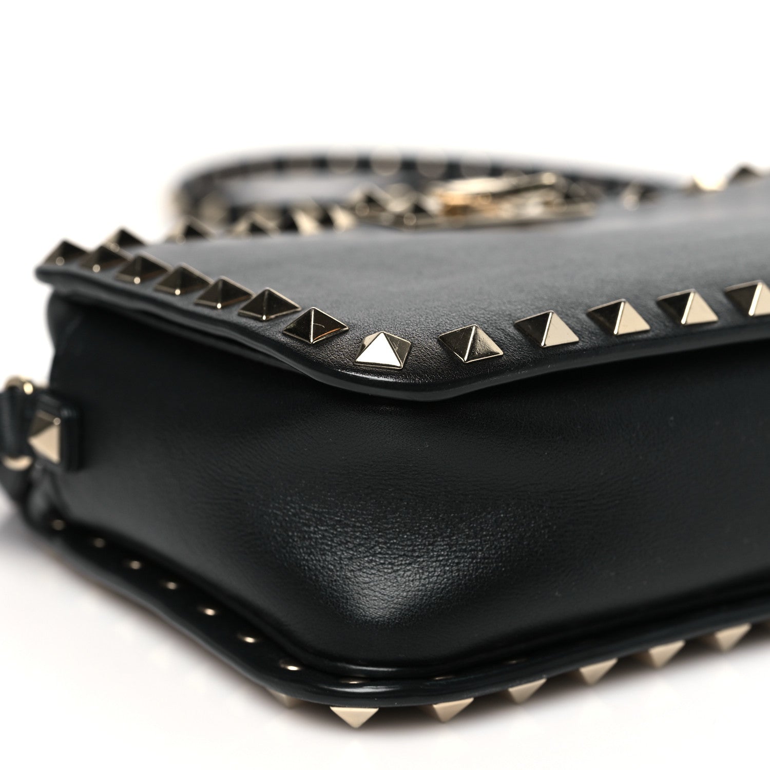 Valentino Garavani Grained Calfskin Rockstud Flip Lock Camera Crossbody Bag Black 8 of 10