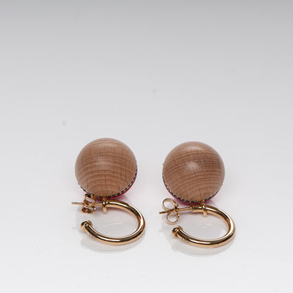 Louis Vuitton Gold Wood Enamel Hoop Drop Earrings Red 8 of 8