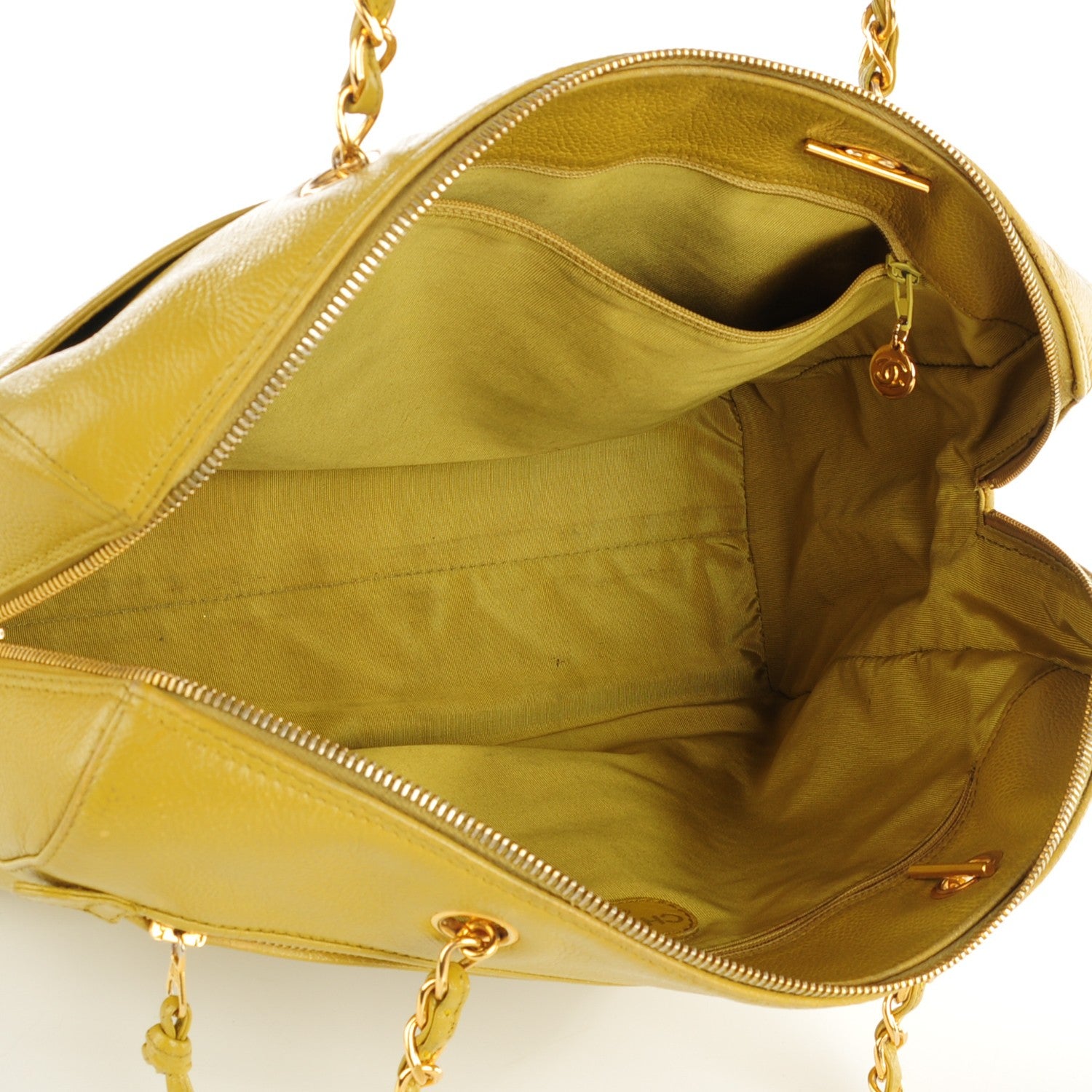 Chanel Caviar Large CC Shoulder Bag Chartreuse 6 of 9