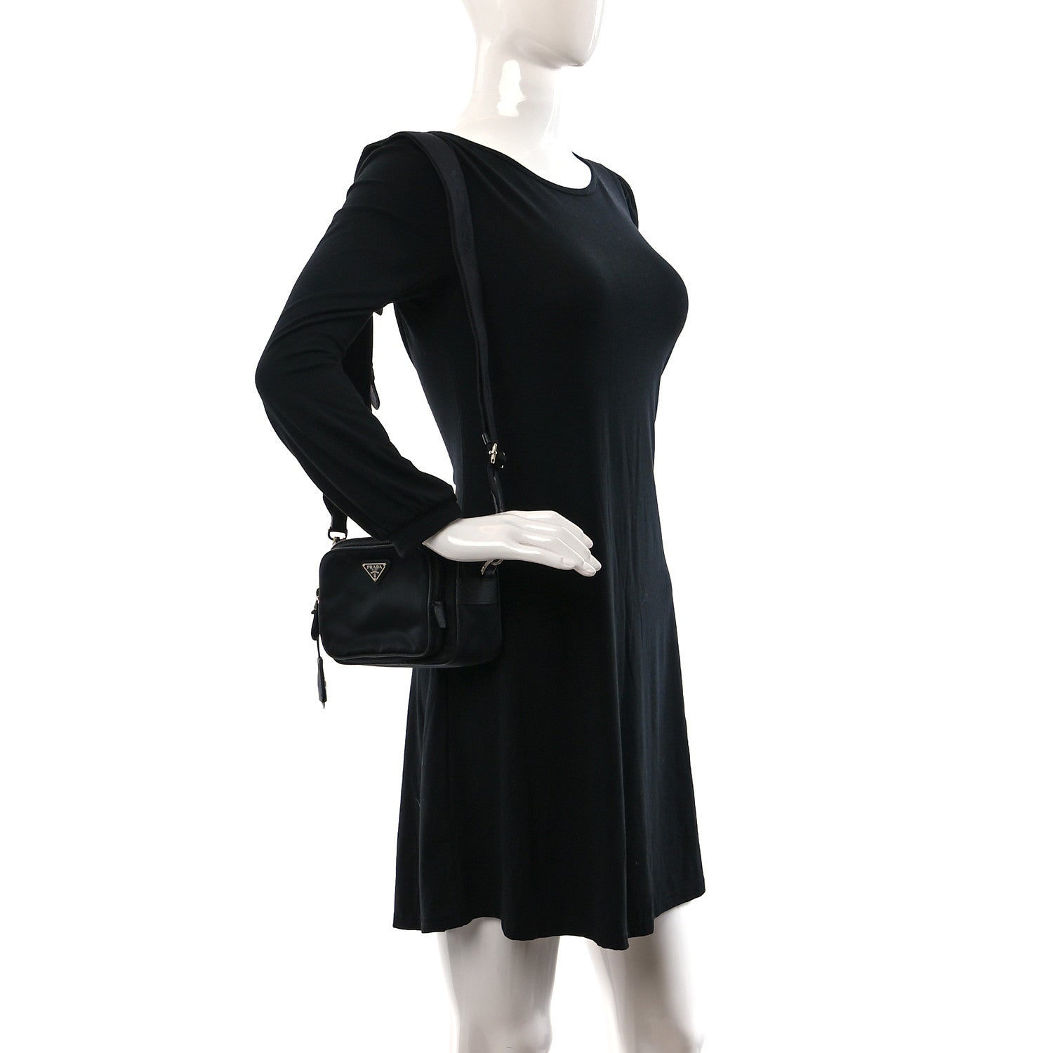 Prada Re-Nylon Saffiano Mini Re-Edition 2005 Camera Bag Black 2 of 8