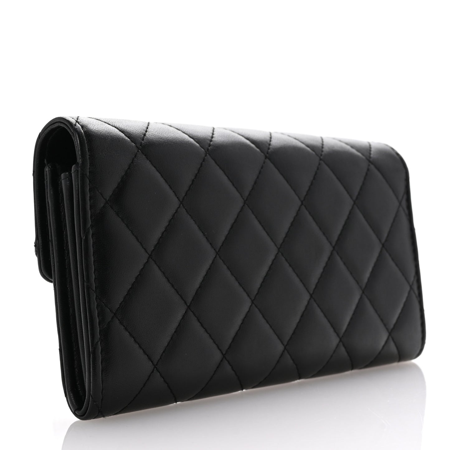 Lambskin Quilted CC Chic Gusset Wallet Black