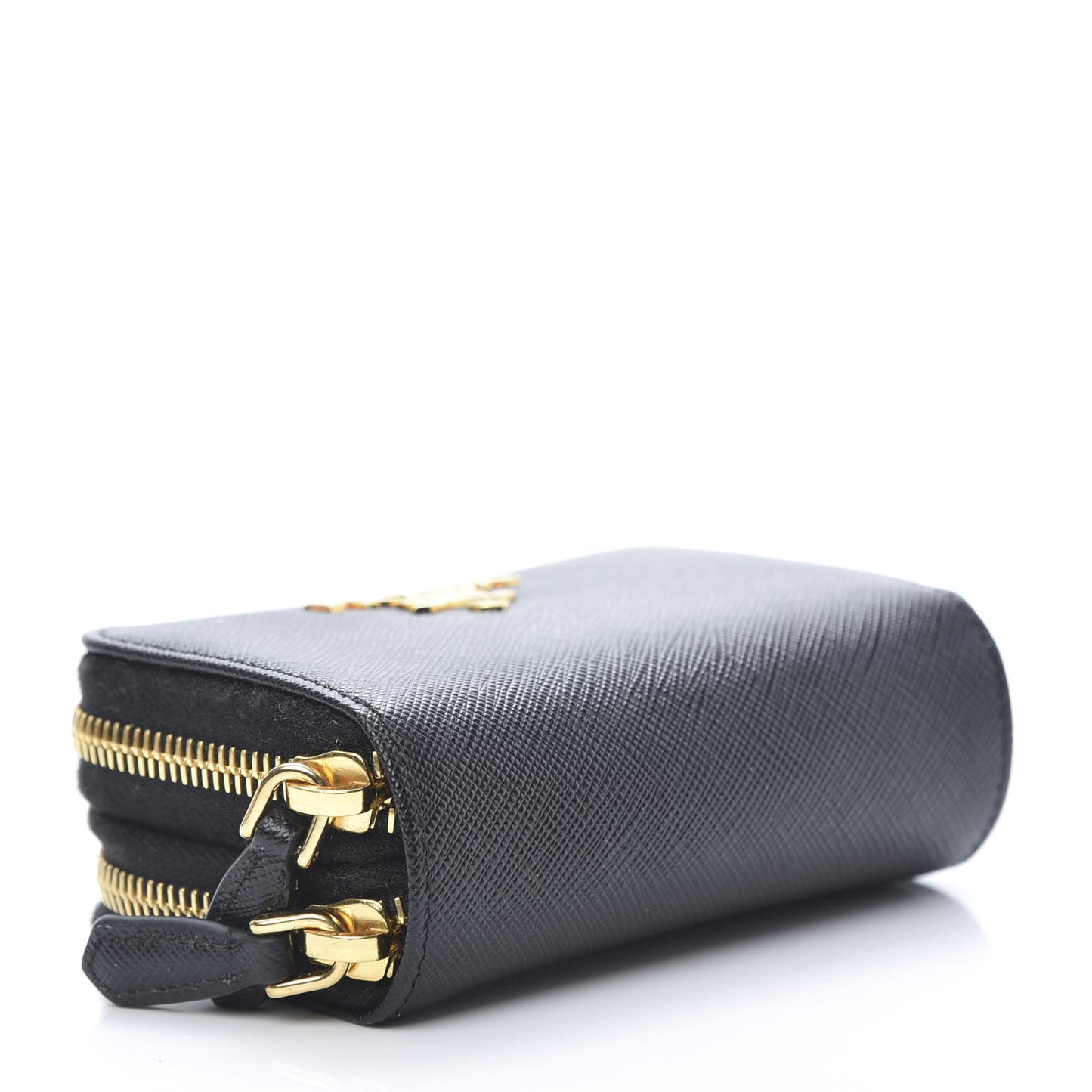 Saffiano Metal Double Zip Coin Purse Black