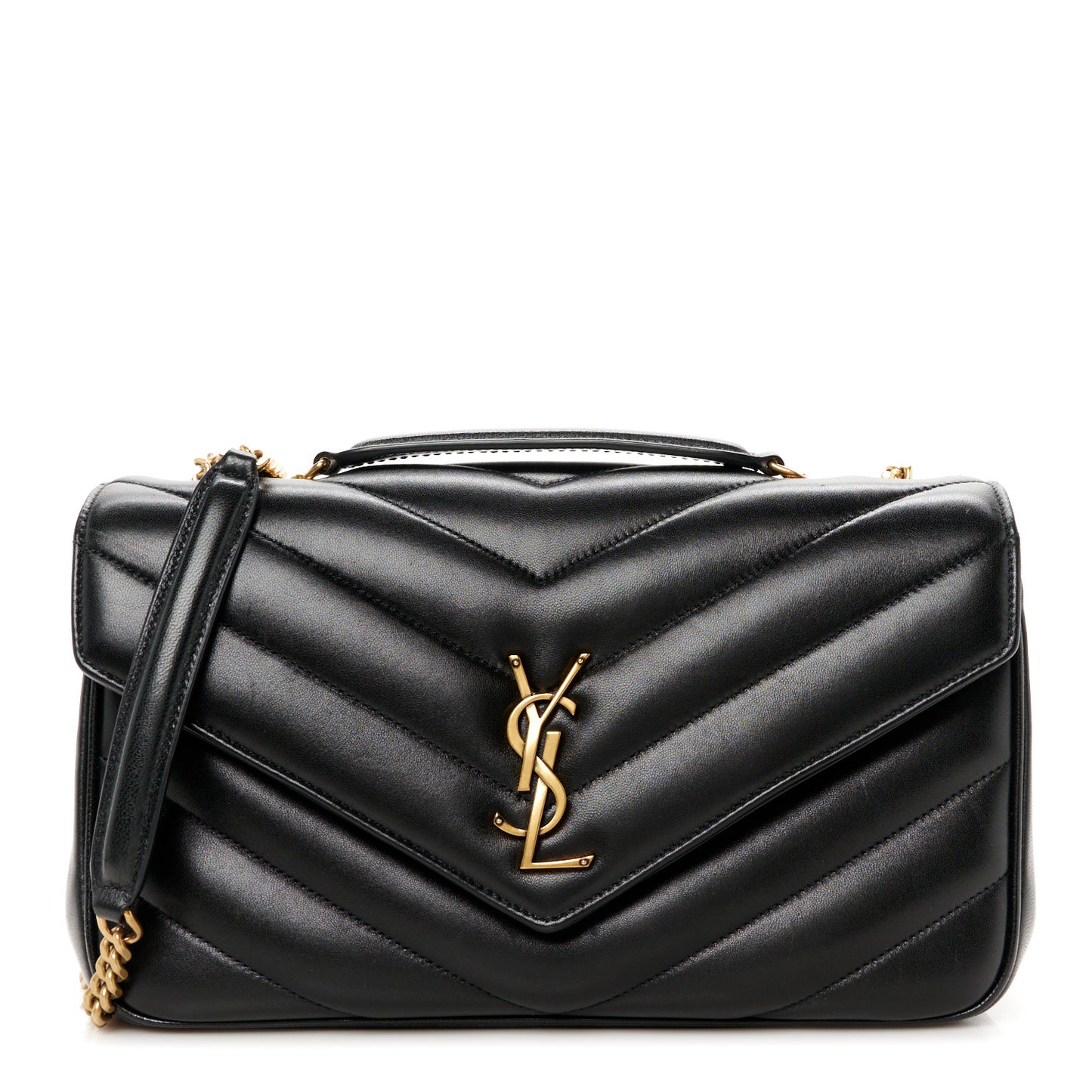 Lambskin Chevron Quilted Medium Loulou Black