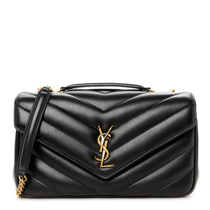 Saint Laurent Lambskin Chevron Quilted Medium Loulou Black 1 of 13