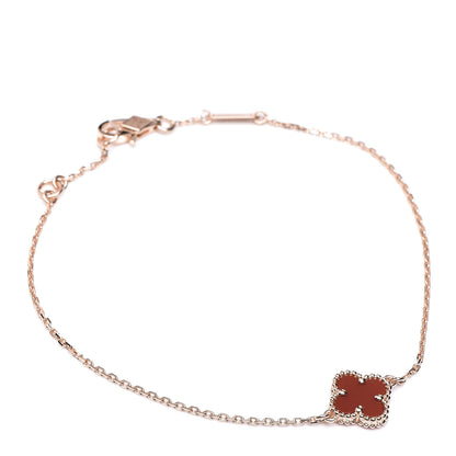 Van Cleef & Arpels 18K Rose Gold Carnelian Sweet Alhambra Bracelet 1 of 7